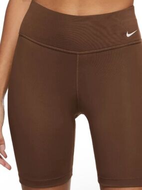 (S) Nike One Midrise 7” Bike Shorts Cacao Wow Brown Small Biker Workout